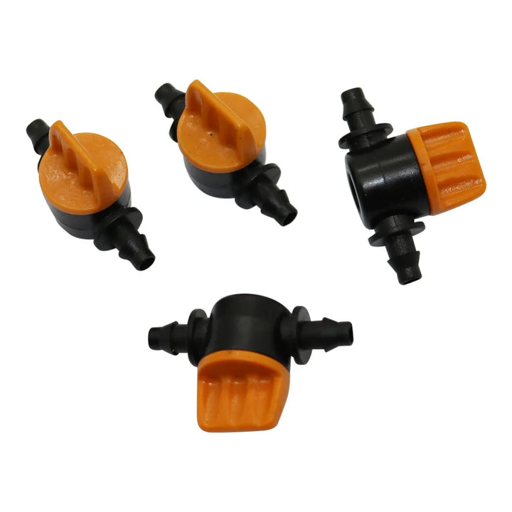 100 Pcs 1/4" Pipe Mini Valve Garden Watering Irrigation Shut Off Controller 4/7mm Hos Waterstope End Barbed Miniature Valve