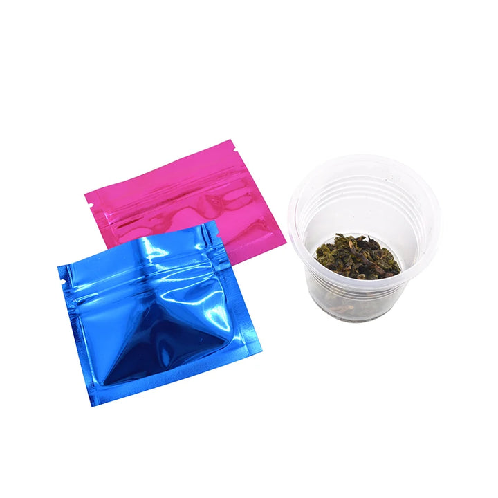 100 pcs Colorful Top Feed Foil Zip lock Bags Food Pouch,Mylar Aluminum Foil Bags,Tea Pouches,Food Storge Bag