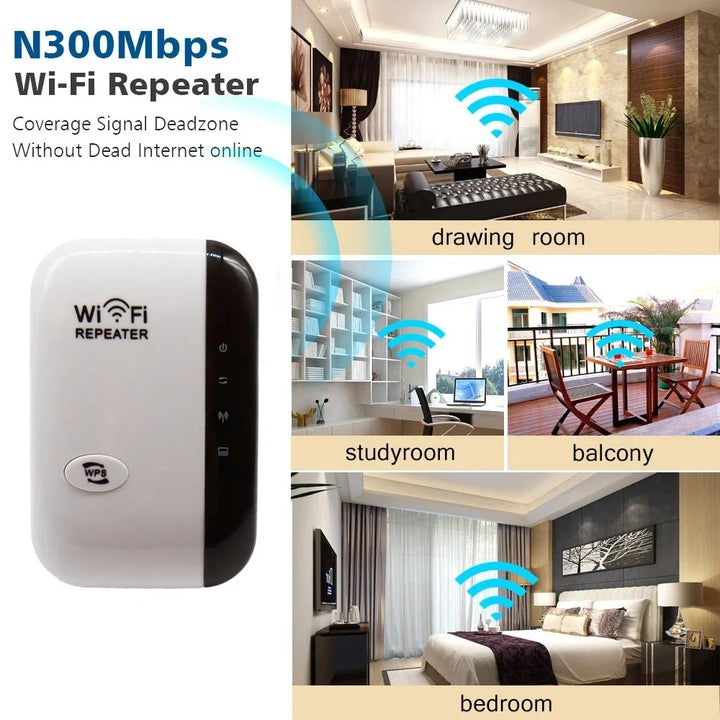 300M WIFi Repeater Wi-Fi Amplifier 802.11N 2.4GHz Wireless Signal Booster Smart Power Extender For Office Home Easy Setting