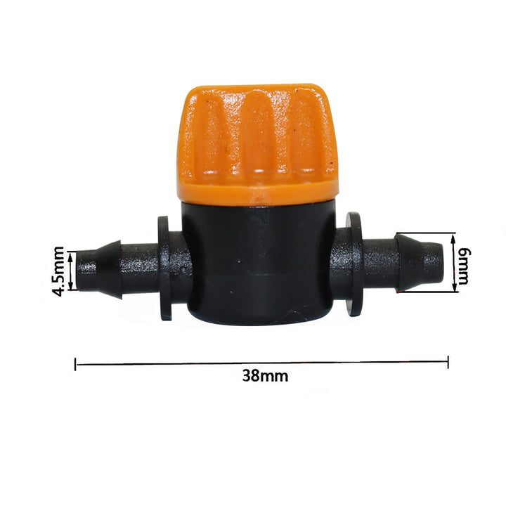 100 Pcs 1/4" Pipe Mini Valve Garden Watering Irrigation Shut Off Controller 4/7mm Hos Waterstope End Barbed Miniature Valve